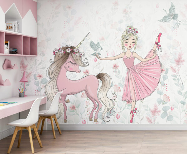 Spotprent van een ballerina Fotobehang Spotprent van een ballerina