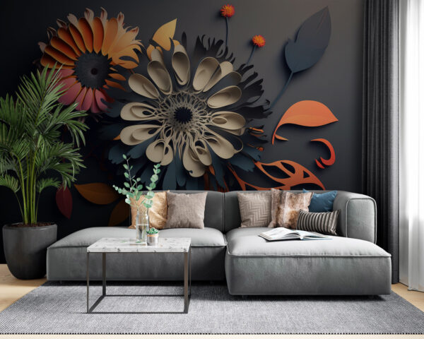 Papieren bloemen met levendige bloemblaadjes Fotobehang Papieren bloemen met levendige bloemblaadjes