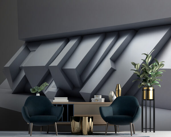 Witte muur met geometrische vormen Fotobehang Witte muur met geometrische vormen