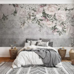 Fotobehang Vintage bloemmotief van kant en rozen.