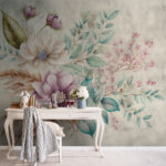 Fotobehang Florale elegantie in zachte tinten.