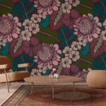 Fotobehang Patroon van bloemen en bladeren