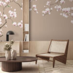 Fotobehang Bloeiende magnolia takken in pastel.