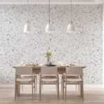 Fotobehang Wit gespikkeld terrazzo textuurpatroon.