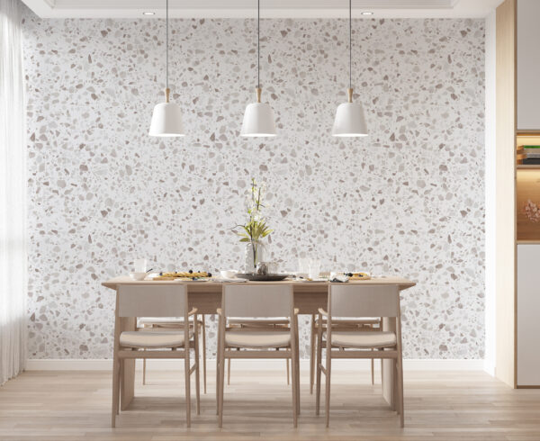 Wit gespikkeld terrazzo textuurpatroon Fotobehang Wit gespikkeld terrazzo textuurpatroon