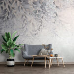 Fotobehang Elegant bladerenpatroon met zachte tinten