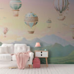 Fotobehang Luchtballon met vlaggen