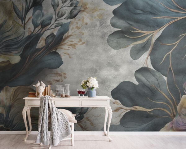 Botanische kunstzinnigheid met gedempte kleuren Fotobehang Botanische kunstzinnigheid met gedempte kleuren