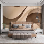 Fotobehang Zachte, vloeiende golven in neutrale tinten