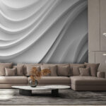 Fotobehang Soepel, gelaagd abstract wit ontwerp.