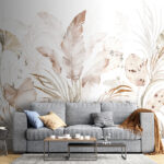 Fotobehang Elegant botanisch ontwerp met zachte tinten
