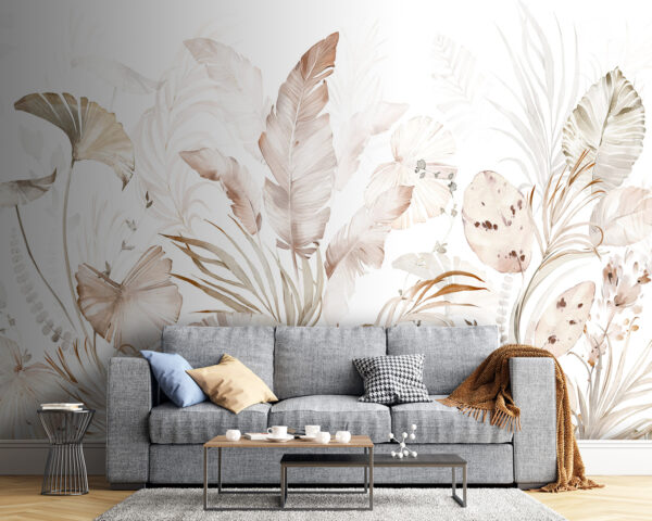 Elegant botanisch ontwerp met zachte tinten Fotobehang Elegant botanisch ontwerp met zachte tinten