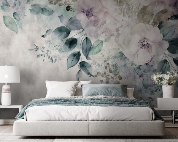 Fotobehang Fotobehang Florale elegantie in aquareltinten. (Artikelnummer: u93940)