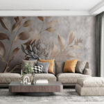 Fotobehang Metallic bloemenelegantie tegen pastelkleurige achtergrond