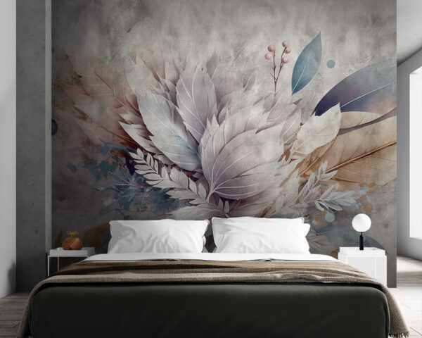 Grillige bladeren en abstract ontwerp Fotobehang Grillige bladeren en abstract ontwerp