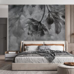 Fotobehang Bladeren in artistiek monochroom ontwerp.