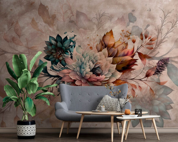 Elegante bloemsierkunst met gedempte tinten Fotobehang Elegante bloemsierkunst met gedempte tinten