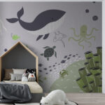 Fotobehang Cartoon van een walvis