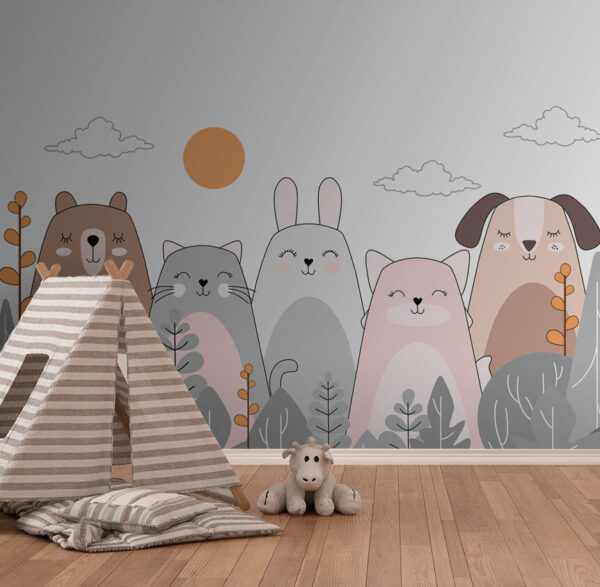 Gelukkige dieren genieten van de zon Fotobehang Gelukkige dieren genieten van de zon