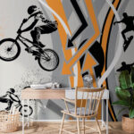 Fotobehang Silhouet van een springend persoon
