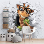 Fotobehang Giraffe met bril