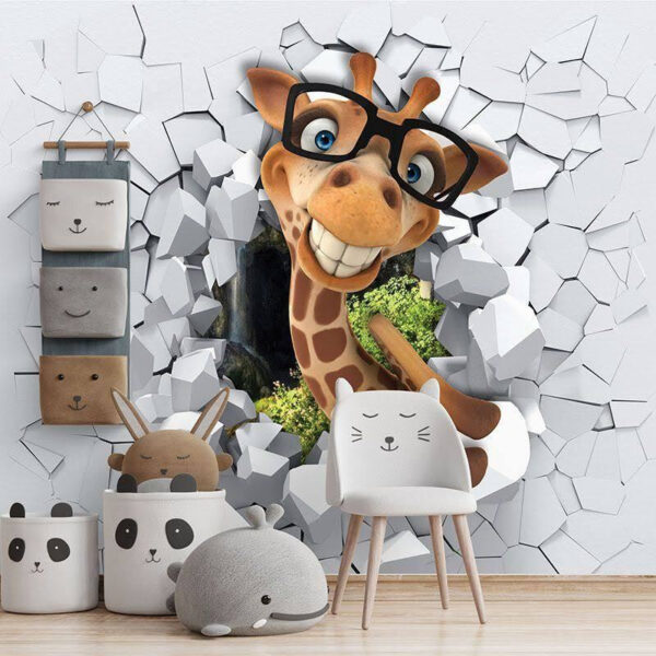 Giraffe met bril Fotobehang Giraffe met bril