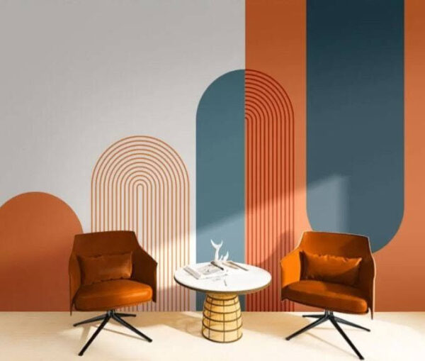 Een oranje en witte boog Fotobehang Een oranje en witte boog