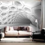 Fotobehang Witte tunnel met zeshoeken