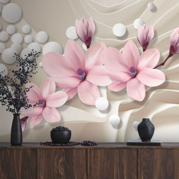Roze bloesems met abstracte achtergrond Fotobehang Roze bloesems met abstracte achtergrond