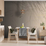 Fotobehang Abstracte lijnen op een beige achtergrond.