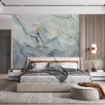 Fotobehang Abstracte marmeren textuur met glinsterende accenten.