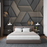 Fotobehang Metallic strepen op geometrische texturen.