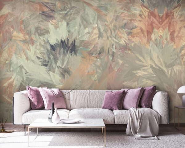 Pastel abstracte bladeren, ingewikkeld patroon Fotobehang Pastel abstracte bladeren, ingewikkeld patroon