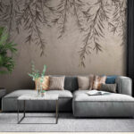 Fotobehang Delicate takken in zachte tinten