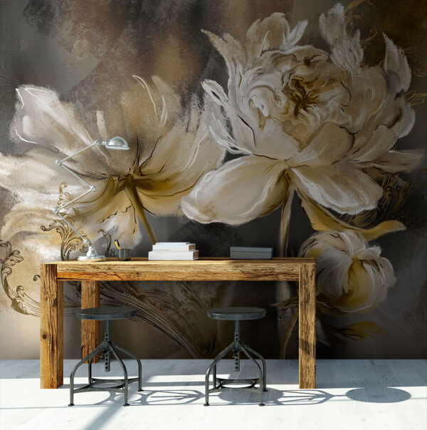 Elegant bloemenkunstwerk met ingewikkelde details Fotobehang Elegant bloemenkunstwerk met ingewikkelde details