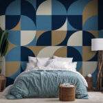 Fotobehang Geometrisch patroon in blauwe tinten