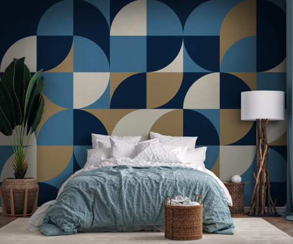 Geometrisch patroon in blauwe tinten Fotobehang Geometrisch patroon in blauwe tinten