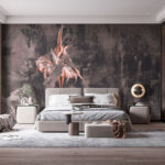 Fotobehang Ballerina tegen abstract canvas