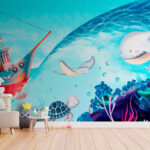 Fotobehang Walvis zwemmend in het water