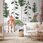 Fotobehang Groep dieren in een bos