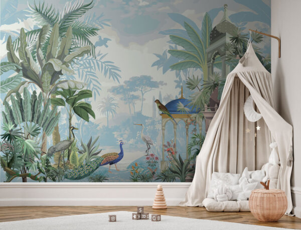 Muurschildering van vogels en planten Fotobehang Muurschildering van vogels en planten