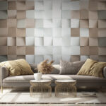 Fotobehang Beige en wit patroon met structuur