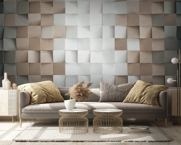 Beige en wit patroon met structuur Fotobehang Beige en wit patroon met structuur