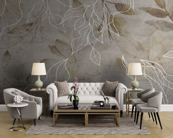 Elegant bloemmotief met delicate lijnen Fotobehang Elegant bloemmotief met delicate lijnen