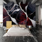 Fotobehang Rood en zwart object