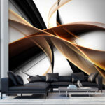 Fotobehang Abstracte linten van licht en schaduw