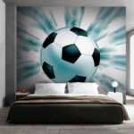 Fotobehang Voetbal met dynamische beweging.