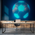 Fotobehang Gloeiende voetbal in het donker