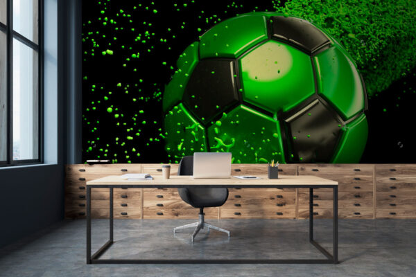 Groene en zwarte zeshoek met kleine stippen Fotobehang Groene en zwarte zeshoek met kleine stippen