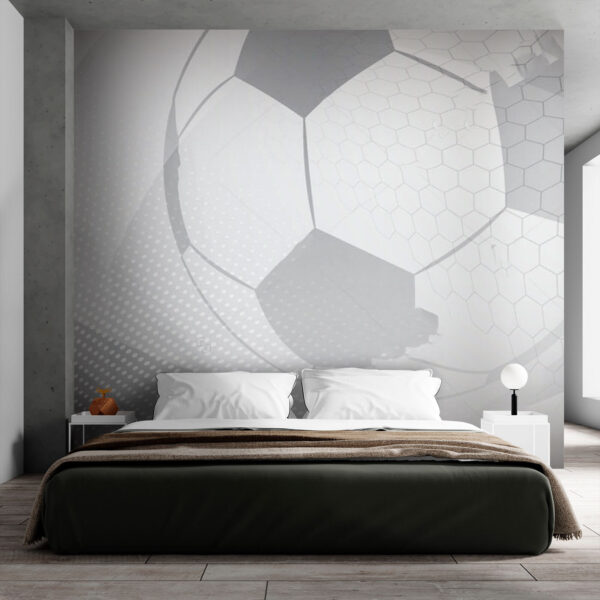 Geometrisch voetbalpatroon in grijstinten Fotobehang Geometrisch voetbalpatroon in grijstinten